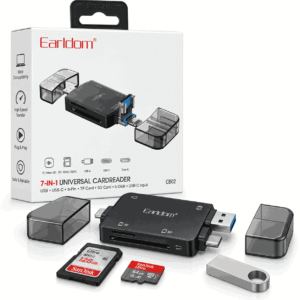 Earldom CR02 7-in-1 universal card reader USB-C USB 8-Pin SD dhe microSD