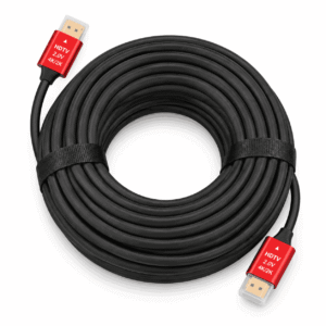 Kabëll HDMI 2.0 30m 4K/2K Male–Male me konektorë metalikë të kuq