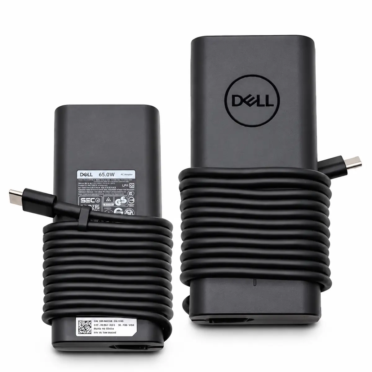 Karikues laptopi Dell 65W LA65NM170 me kabllo dhe konektor USB-C në sfond të bardhë