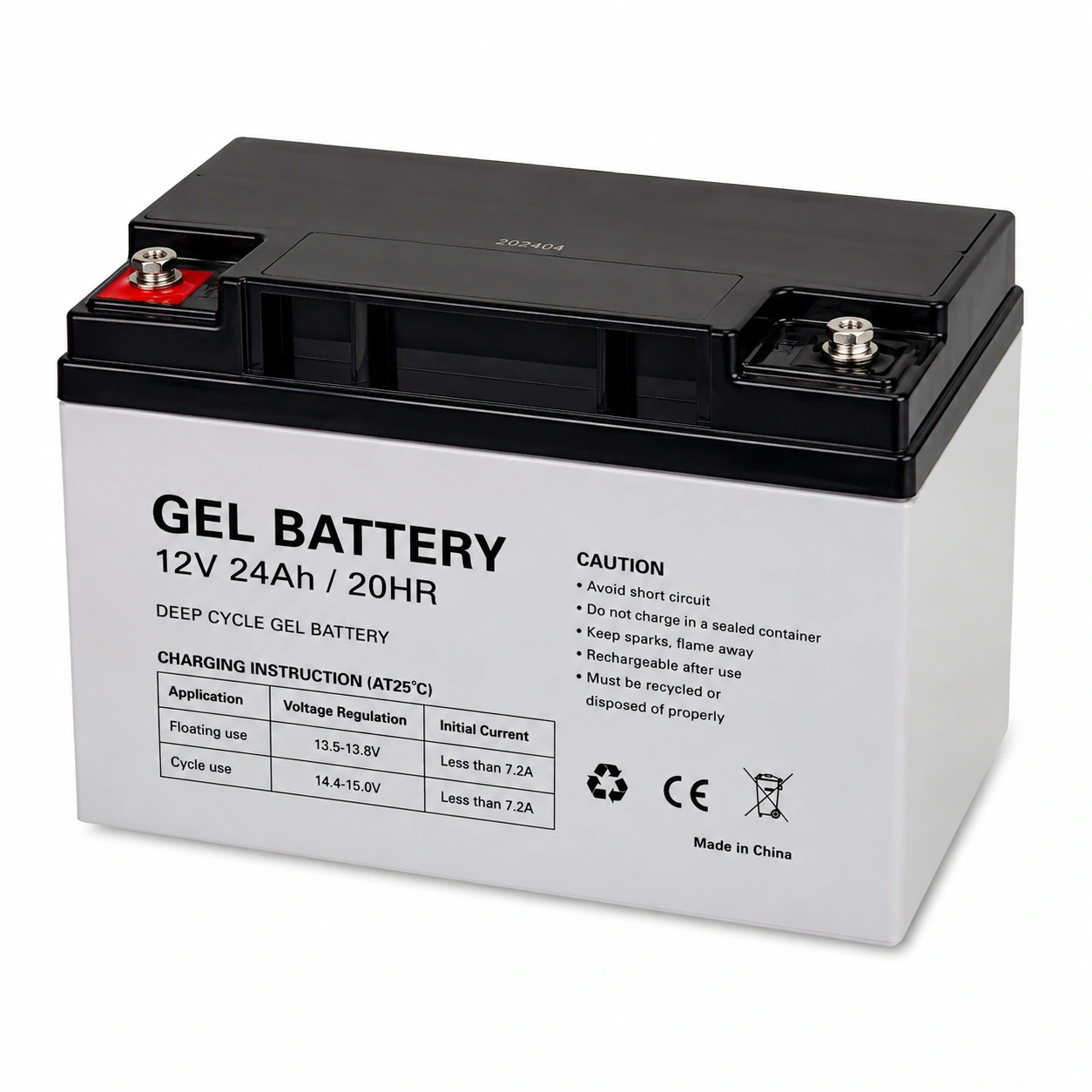 Bateri GEL 12V 24Ah deep cycle rechargeable sealed lead acid battery