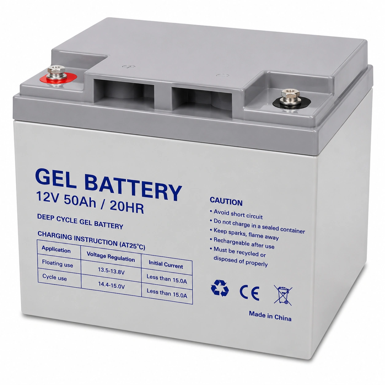 Bateri GEL 12V 50Ah Deep Cycle rechargeable sealed lead acid battery