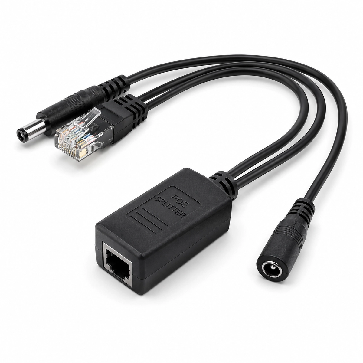 PoE Injector dhe Splitter Cable Set me RJ45 dhe DC për kamera IP dhe pajisje rrjeti