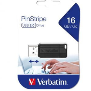 Paketimi i memories USB Verbatim PinStripe 16GB USB 2.0 në ngjyrë të zezë