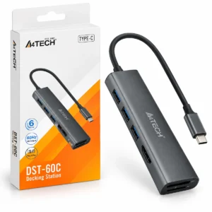 A4Tech DST-60C docking station USB-C 6-in-1 me HDMI 4K 60Hz, USB 3.0, SD TF dhe PD 100W