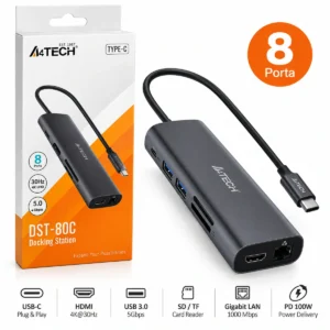 A4Tech DST-80C USB-C Docking Station 8-in-1 me HDMI 4K, SD TF, LAN dhe PD 100W