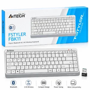 A4TECH FBK11 tastierë wireless Bluetooth dhe 2.4GHz Multi-Device ngjyrë White