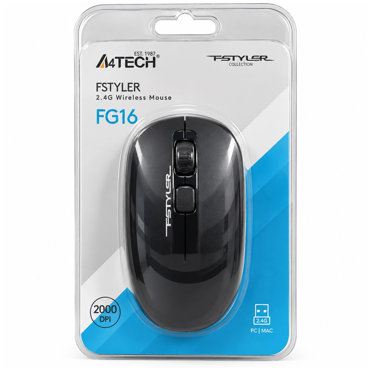 A4TECH Fstyler FG16 mouse wireless 2.4G 2000 DPI për PC dhe laptop