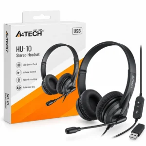 A4TECH HU-10 kufje USB stereo me driver 40 mm, mikrofon Noise Cancelling dhe kontroll volumi