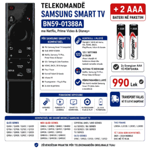 Telekomandë Samsung Smart TV BN59-01388A me Netflix, Prime Video & Disney+ 2x Energizer AAA