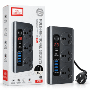 Earldom SC02 Power Socket me 3 priza universale 4 USB 3.5A dhe Timer