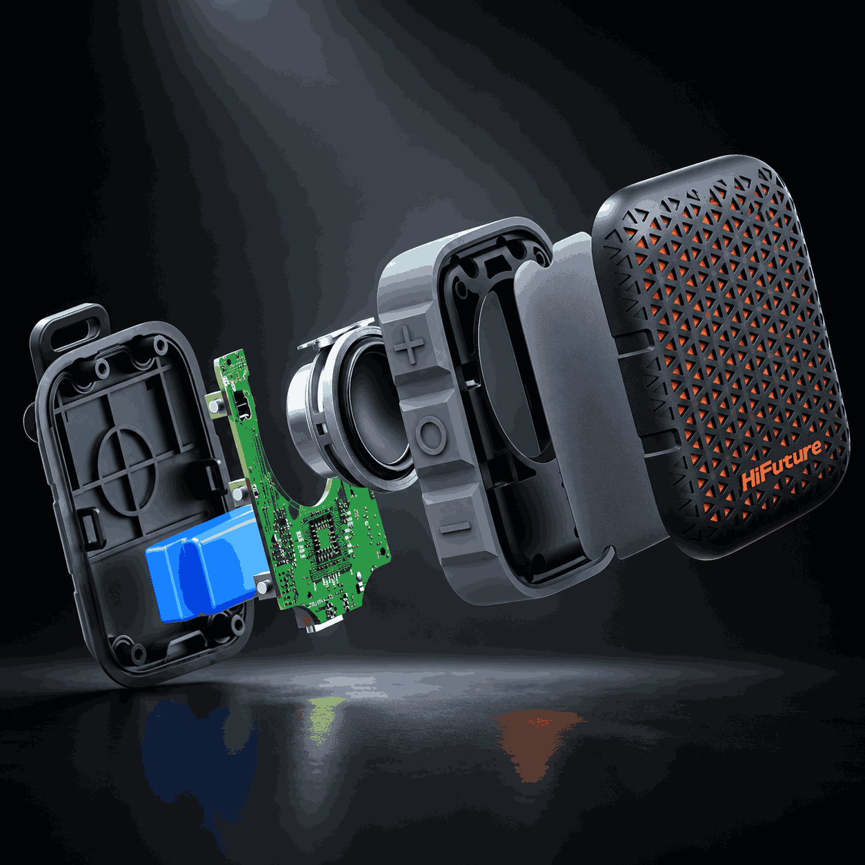 HiFuture Pocket S 5W portable Bluetooth speaker in Intense Grey with IPX7 protection