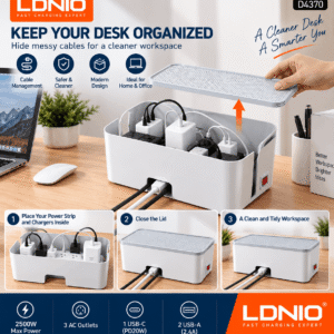 LDNIO D4370 zgjatues 2500W me USB-C PD20W dhe kuti për organizimin e kabllove