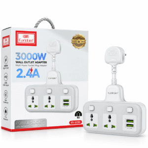 Earldom ES-SC08 Wall Outlet Adapter 3000W me 2 priza dhe 2 porta USB 2.4A