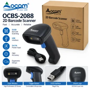OCOM OCBS-2088 2D barcode scanner USB për POS dhe QR Code