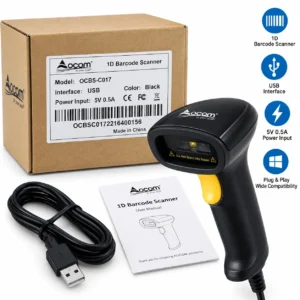 OCOM OCBS-C017 1D CCD Barcode Scanner USB për POS dhe inventar