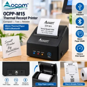 OCOM OCPP-M15 printer termik portativ 58mm USB Bluetooth për POS