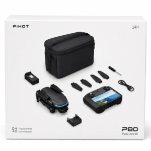 PiHOT P80 Max2 GPS Drone 4K me gimbal, controller me ekran dhe çantë transporti
