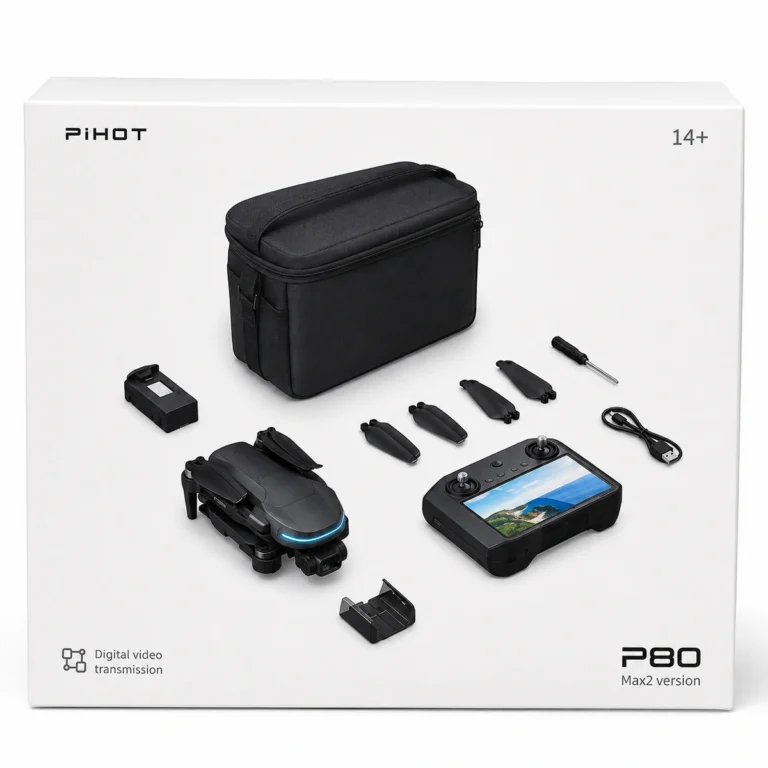 PiHOT P80 Max2 / GPS Drone 4K me Gimbal, Obstacle Avoidance & Controller me Ekran