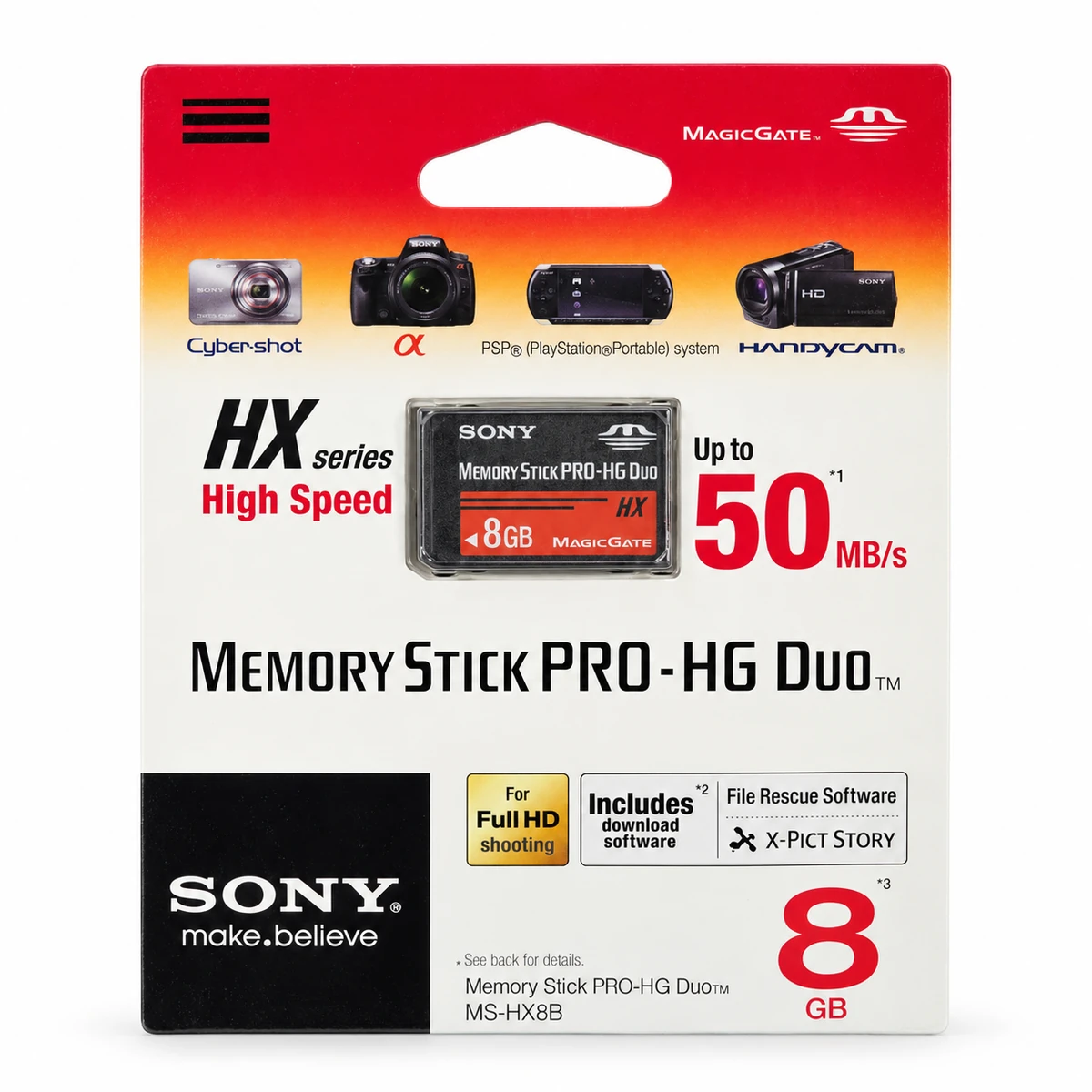 Sony Memory Stick PRO-HG Duo HX 8GB MS-HX8B me shpejtësi deri në 50MB/s
