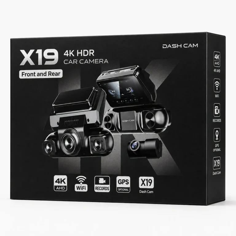 X19 / Dash Cam 4K HDR 4-Channel Front & Rear me WiFi, Ekran 4″ & GPS Optional
