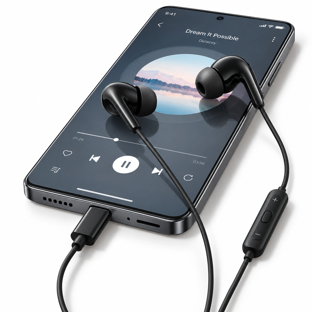 Kufje Xiaomi Type-C Earphones USB-C të lidhura me smartphone, me mikrofon dhe kontroll me 3 butona