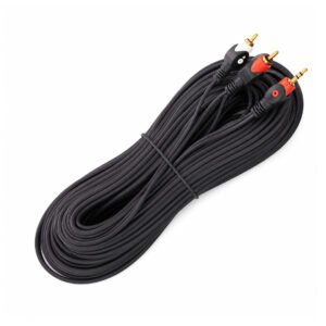 Kabllo audio stereo 10 metra me Jack 3.5 mm mashkull dhe dy konektorë RCA mashkull Gold Plated