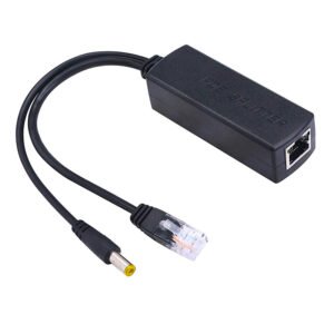Splitter aktiv PoE PowerMaster PD48V me hyrje RJ45 dhe dalje Ethernet RJ45 e furnizim DC 12V