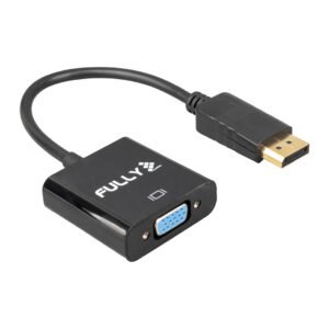 Adapter i zi Fully G-539 me konektor DisplayPort mashkull dhe portë VGA femër, gjatësi 10 cm