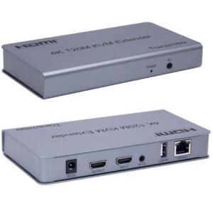 Fully H-608J KVM HDMI Extender 120m 4K Ultra HD me TX RX, lidhje CAT6, USB per tastiere dhe maus, dalje audio 3.5 mm