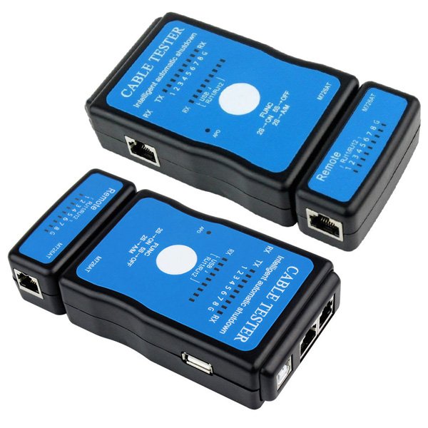 Tester kabllosh Powermaster M726AT për USB, RJ11 dhe RJ45 me njësi kryesore dhe remote të shkëputshme