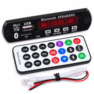 Panel dekoder MP3 Bluetooth me USB, vend microSD, hyrje AUX, ekran, telekomandë dhe kabllo lidhjeje