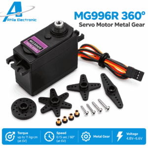 Servomotor MG996R 360 gradë me ingranazhe metalike për rrotullim të vazhdueshëm
