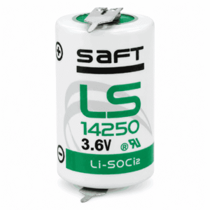 Bateri cilindrike SAFT LS14250 3.6V, format 1/2AA, me terminale metalike për saldim në të dy skajet